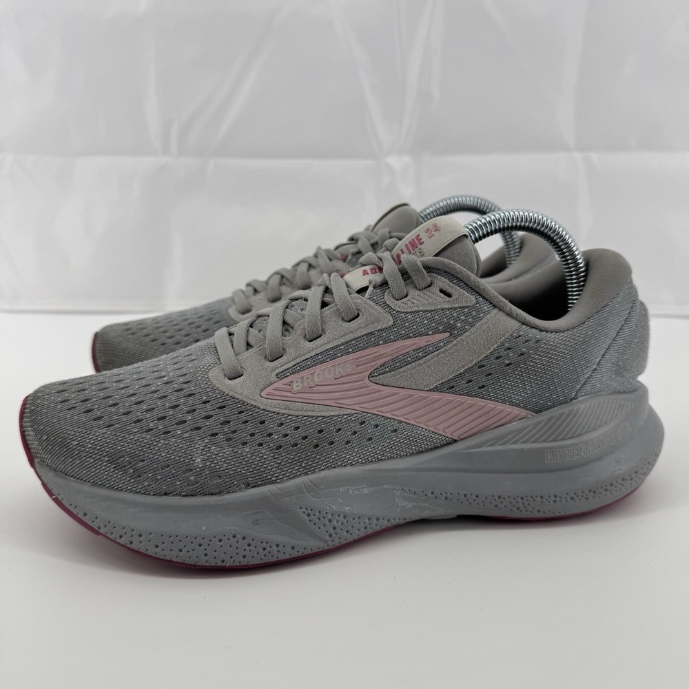 Brooks Adrenaline GTS 24 Running Shoes Womens 8 D Wide Gray Sneakers 1204261D019